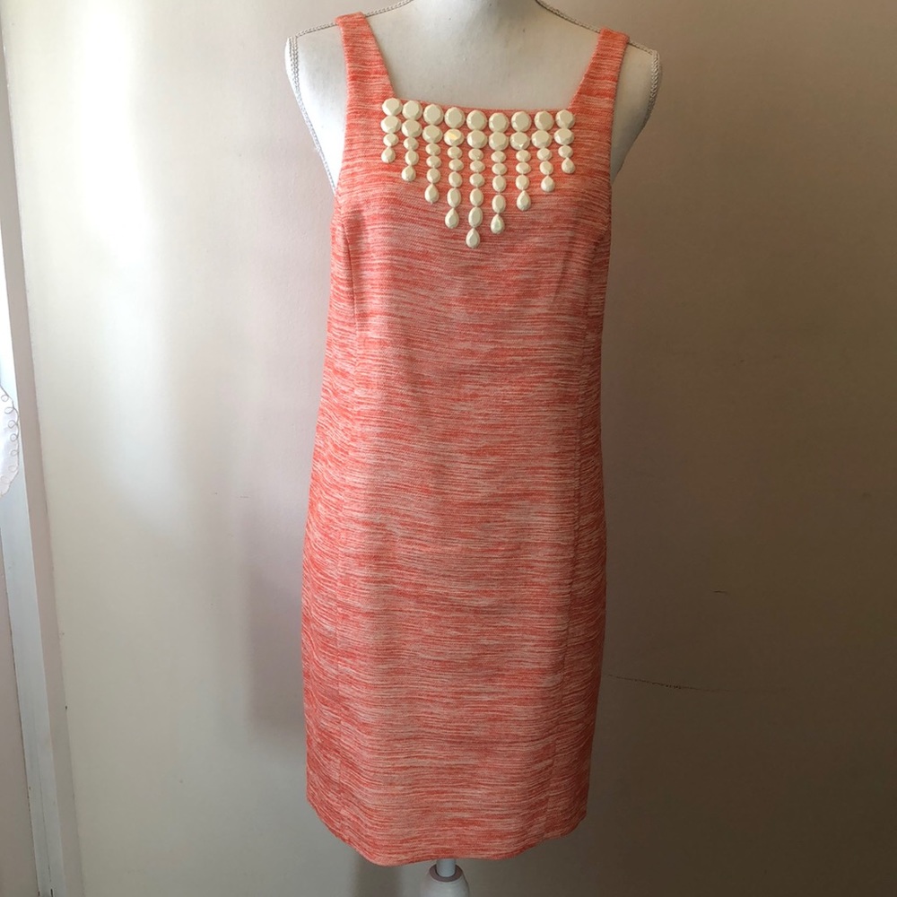 Trina Turk Clementine linen blend Beaded Shift Dress
